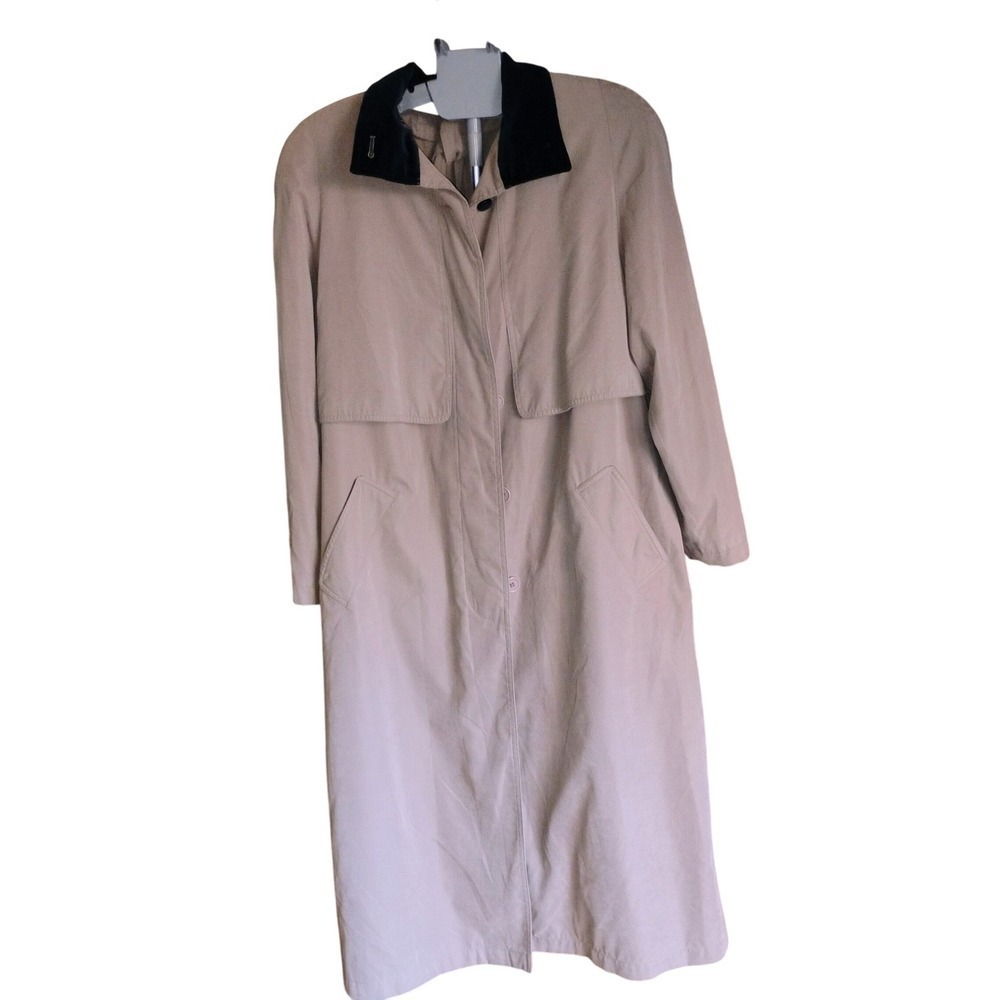 Valerie Stevens Y2K vintage trench coat size 6 microfiber zip liner taupe